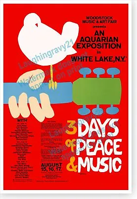 Retro 1969 Woodstock Rock Festival Music And Art Fair Concert Poster • $17.99