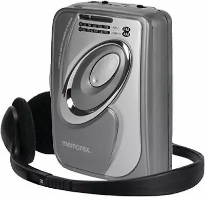 Memorex MD2280 Cassette Tape Player For AM/FM Radio With Headphones Silver  • $30