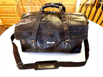 Cutter & Buck Leather Large 19  Weekender Duffle Houndstooth Interior +Fast Ship • $69.99