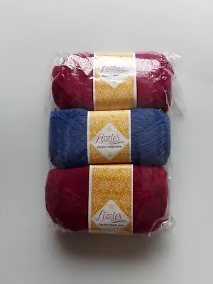 Mixed Pack Of 3 Lace Weight Yarn 1 Blue 25g 2 X Burgundy Red 25g • £4