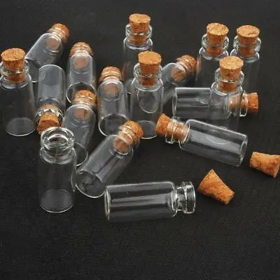 20/10Pcs 1ml Glass Bottles Small Tiny Clear Glass Bottle Cork Vials With --us • $1.43