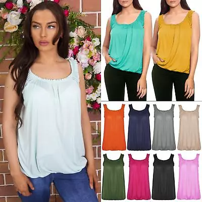 Ladies Camisole Vest Top Womens Stretchy Casual Tank Tops Plain Cami Cool Shirt • £8.49