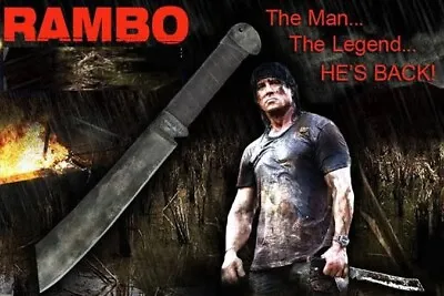 Rambo IV Machete Knife With Leather Sheath Handmade Rambo Movie Knife Hunting • $99.99