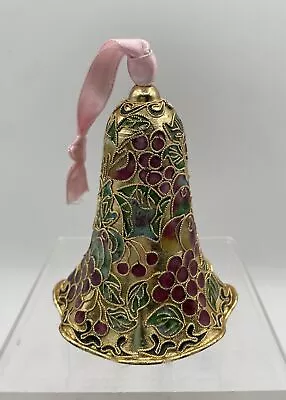 Vintage Cloisonne Bell Ornament Grapes & Fruit Multicolor • $16