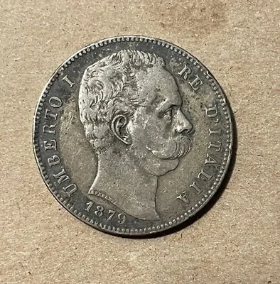 Italy - 1879 Large Silver 5 Lire - Scarce Type • $120