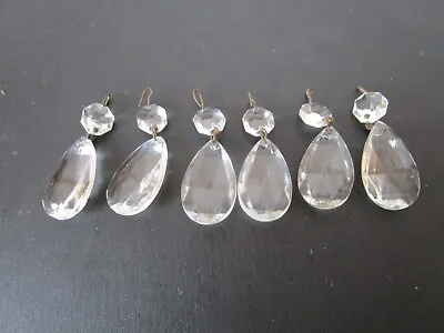 £10 • Buy Vintage Spare Set Of 6 Facet Cut Crystal Glass Droplets For Chandeliers