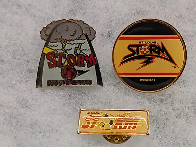 3 Diff. St. Louis Storm MISL Soccer Club Lapel Pins • $11.95