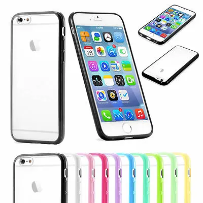 TPU Gel Rim Bumper Case Frost Clear Transparent Back Skin For IPhone 6 6s / Plus • £1.99