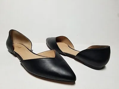 J. Jill Mirabelle D'Orsay Flats Slip On Shoes Black Leather Pointed Toe Size 7.5 • $55