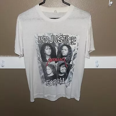 VTG 1988 Metallica And Justice For All Tour T Shirt SZ L Heavily Worn • $46