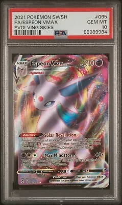 Pokémon TCG Espeon VMAX Evolving Skies 065/203 Holo Ultra Rare PSA 10 • $39.99