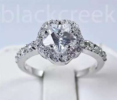 925 Sterling Silver ~1.50cw Lab White Sapphire Micro Pave Engagement Ring Size 6 • $31.37