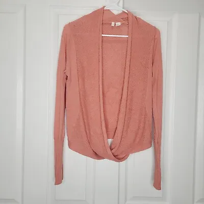 Anthropologie Moth Sweater Wrap Cardigan Long Sleeve Linen Coral Size Small • $23.55