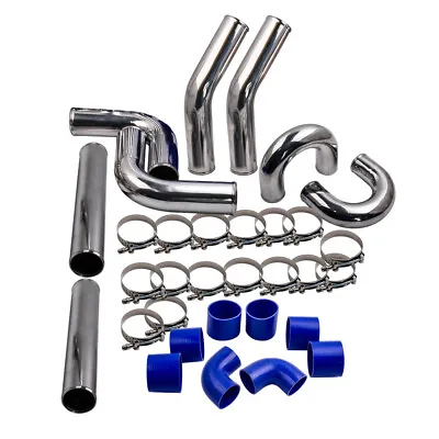 Universal 3  Aluminum Turbo Intercooler Pipe Tube Kit W/ Silicone Hose + Clamps • $102