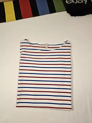 J Crew Womens Round Neck Top Shortsleeve Tshirt Size Small Red & Blue Stripes  • $15