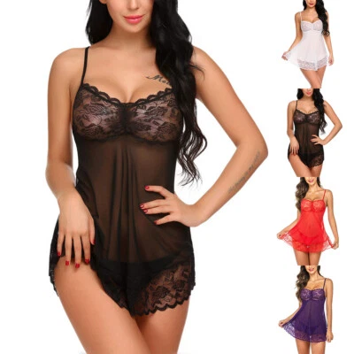 $12.99 • Buy Women Sexy Sheer Babydoll Nightdress Lingerie Mini Dress Nightwear Sleepwear