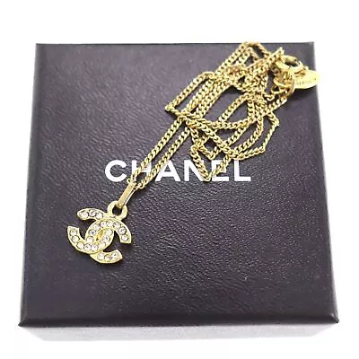 CHANEL CC Logos Used Necklace Stone Gold France Vintage #BX939 M • $942.72