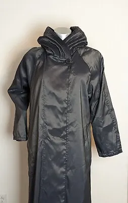 Mycra Pac Women’s Hooded Raincoat Jacket Ankle Length Gray Black Reversible • $84.99