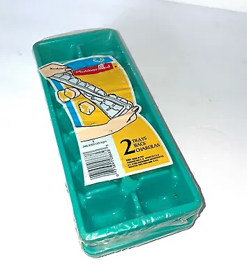 Two Vintage 1995 ~ Rubbermaid Green Ice Cube Trays ~ Stackable ~ New In Package • $12.95