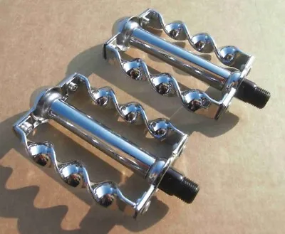 OG Lowrider Classic Twisted Pedals 1/2  Chrome Cruiser Bicycle Lowrider Bikes • $29.99