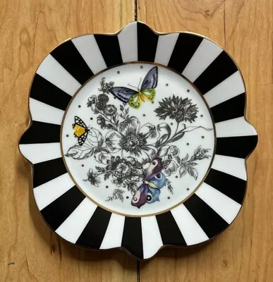 MacKenzie Childs SALAD PLATE BUTTERFLY TOILE COURTLY CHECK  MacKenzie Childs • $37.99