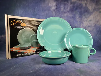 Vintage Fiestaware Turquoise 4 Piece Place Setting 831 107 In Original Box • $50
