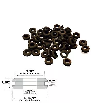 (50) Rubber Grommets 5/8  ID - 3/16  Groove Width - Fits 7/8  Panel Hole • $24.99