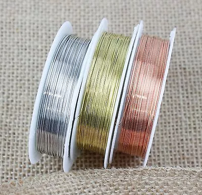 Silver Gold Copper Plated Beading Wire Craft 0.2mm - 1mm BUY 3 GET 3 FREE • £2.89