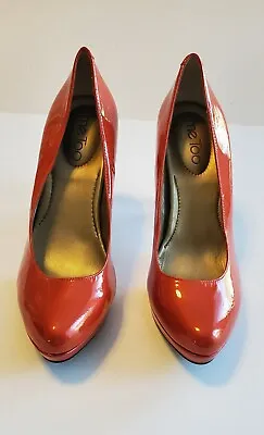 Me Too Womens Platform Pumps Orange Patent Leather Stiletto Heel Sz 7.5 • $35