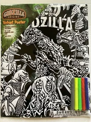 Godzilla Velvet Poster With Color Markers Measures 16x20 Rare Item FREE SHIPPING • $19.95