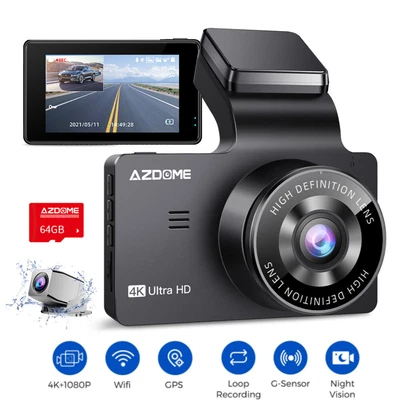 $119.99 • Buy AZDOME 4K 1080P Dual Dash Cam Front And Rear Mini Car Camera With 64GB Card