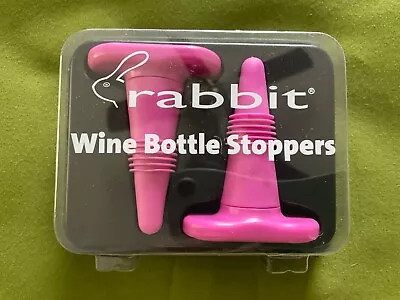 New Set Of 2 Purple Rubber/stainless Rabbit Wine Bottle Stoppers Metrokane • $5.99