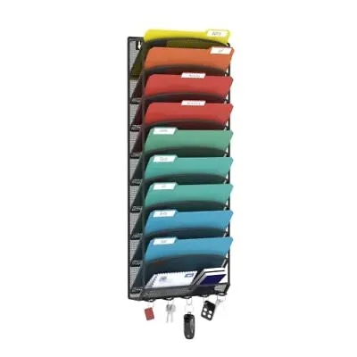 10 Pocket Hanging Wall File Organizer Wall Mount Paper Folder Holder Letter Rack • $61.13