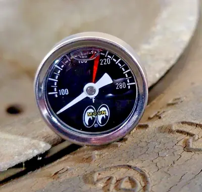 MOONeyes Direct Fit TEMPERATURE GAUGE Liquid Filled DRAG RACING Hot Rod MOON Vtg • $71.99