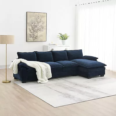 Modern L-shaped 5-seat Upholstered Chenille Sleeper Sofa Couch W/Chaise Lounge • $882.16