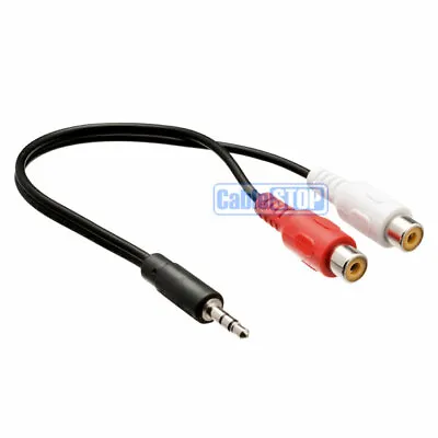 20cm Twin 2x RCA Phono Female Sockets To Mini 3.5mm Male Jack Cable Audio Lead • £3.25