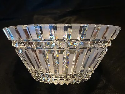 Vintage 24% Lead Crystal Oval Bowl - Hand Made 11x9x5 ACC Poland Cross Hatch • $35.95