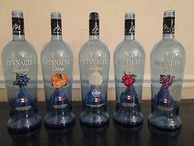 Lot Of 6 Empty 1 Liter Blue Pinnacle Vodka Bottles With Caps • $18