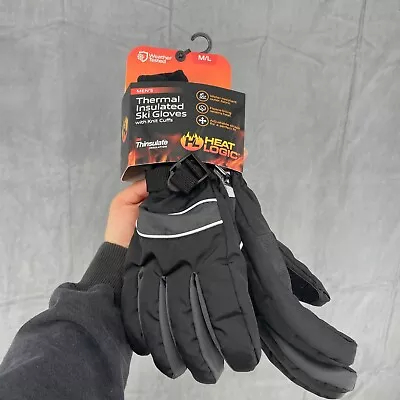 Thermal Insulated Ski Gloves Black Mens M/L 3M Thinsulate Insulation Fleece • $24.99