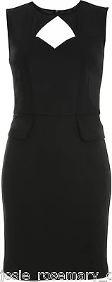 Miss Selfridge Black Mesh Peplum Bodycon Dress 10 38 Pencil Sleeveless New • £35