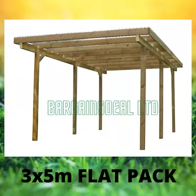 HIGH QUALITY! Wooden Pergola Canopy Car Port + Roof 5x3m Different Size Availabl • £695