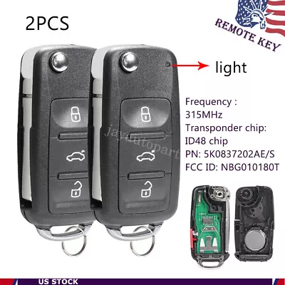 $21.99 • Buy 2 Replacement For VW Volkswagen Jetta Passat Beetle Tiguan Remote Car Key Fob 4B