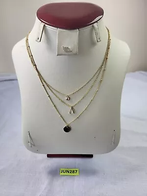 H&M Gold Layered Necklace Wishbone Pendant Costume Jewellery JUN287 • £4.49