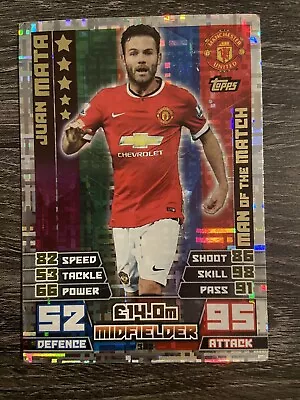 Match Attax 2014 2015 Juan Mata Man Of The Match Card #382 Manchester United (3) • £1.29