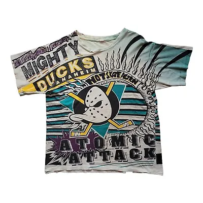 Vintage Anaheim Mighty Ducks Shirt (All Over Print) Magic Johnson T-Shirt 1993 • $150