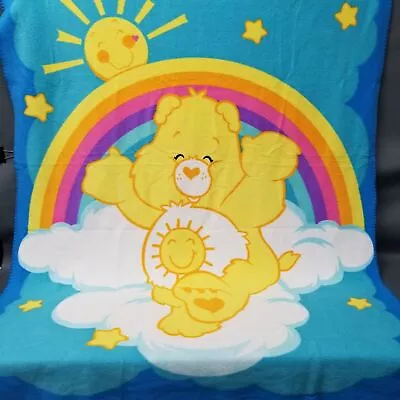 Vintage 2003 Care Bears Sunshine Bear Fleece Childrens Throw Blanket • $15