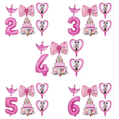 2nd 3rd 4th 5th 6th Birthday Mickey Mouse Minnie Mouse Balloons For Girl 6 Pcs • £5.69