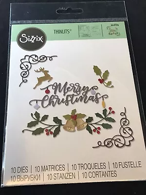 £6.50 • Buy Sizzix Thinlits Metal Die Set - Festive Elements Merry Christmas Holly Bells Etc