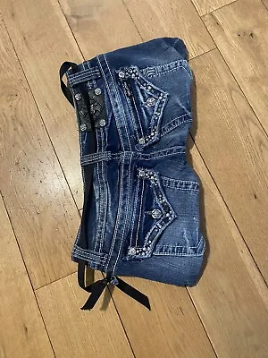 Retro Handmade Crafty Designer Miss Me Jeans Purse Embellished Denim Bag • $36.85