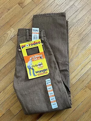 Wrangler Mens Original Fit Pro Rodeo Cowboy Cut Jeans Brown 28x30 New NWT • $32.44